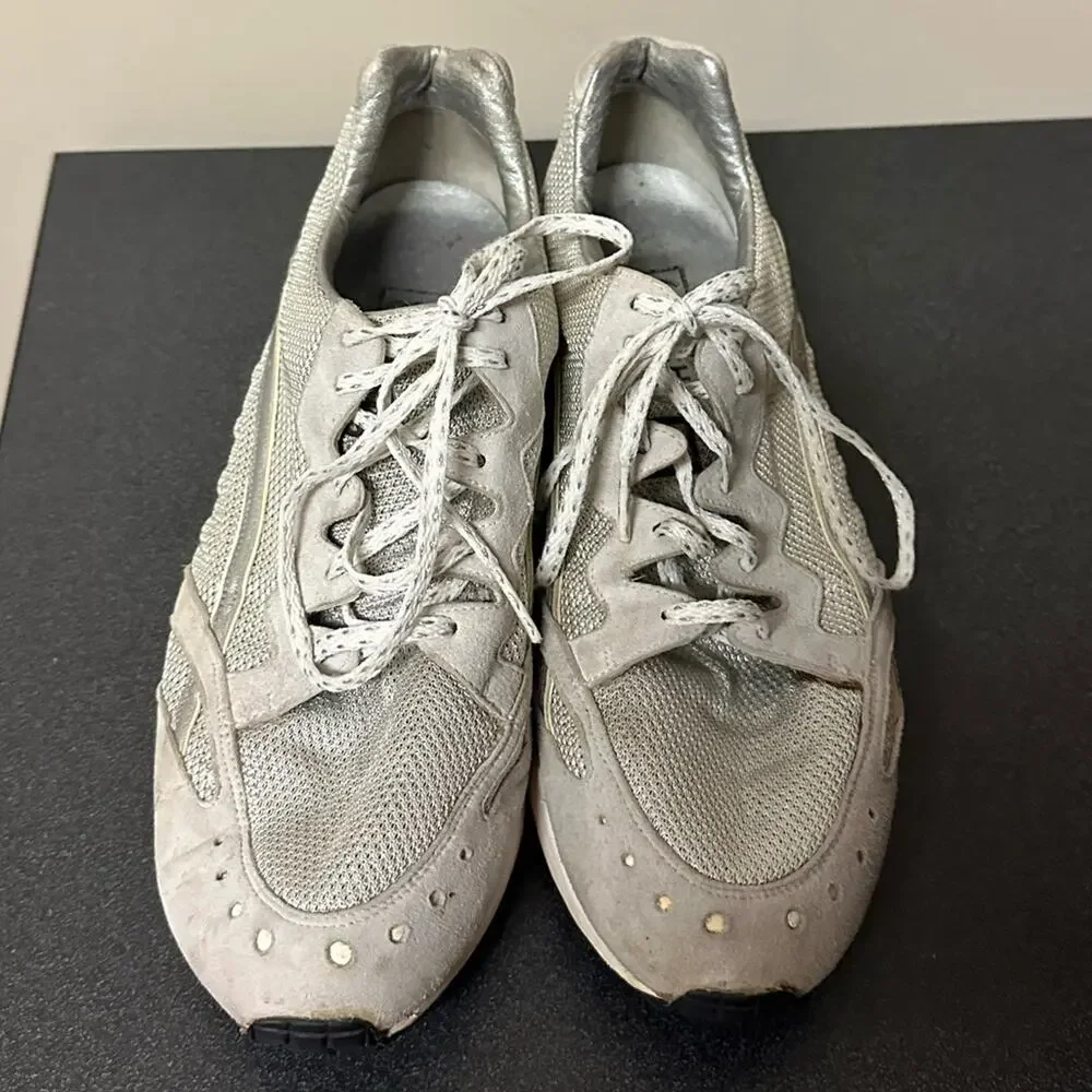 Chanel Training Sneakers Size 37.5 Mesh Shoes Gray Logo Y2K Luxury Designer